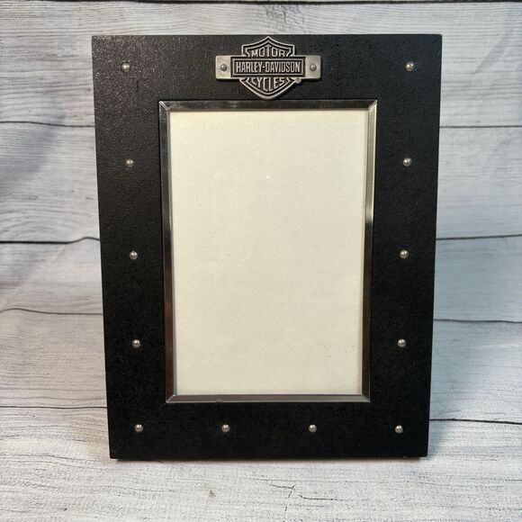 Harley Davidson Photo Frame Black Studded 5 X 7” Picture Tabletop Wall Decor - Picture 1 of 6